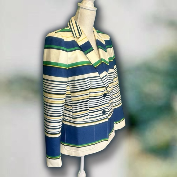 NWOT Tommy Hilfiger ‘3-Pocket’ Ivory & Navy Striped Button Front Blazer Size 8 - Picture 13 of 16